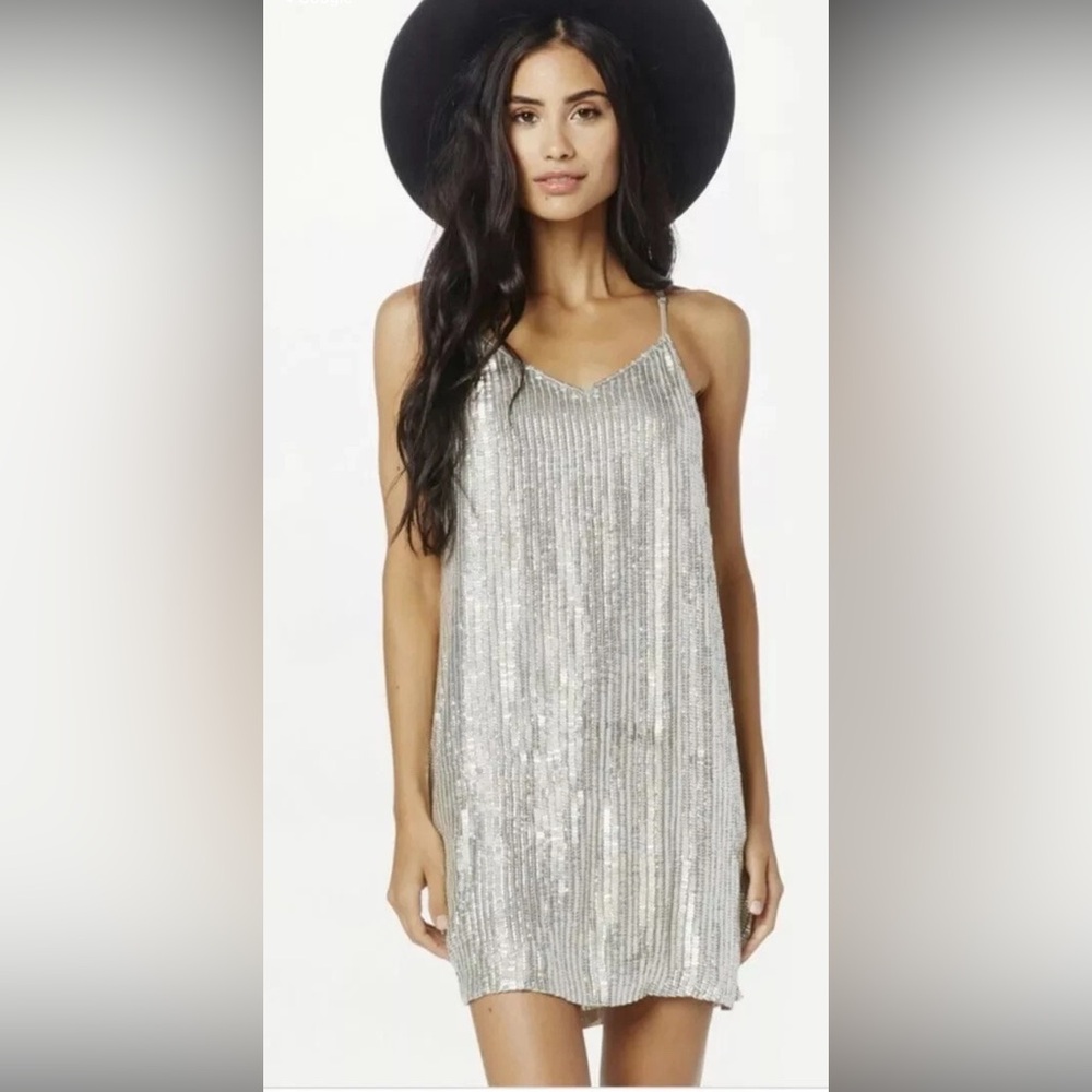 MLB Noelle Sequin Dress Pewter small